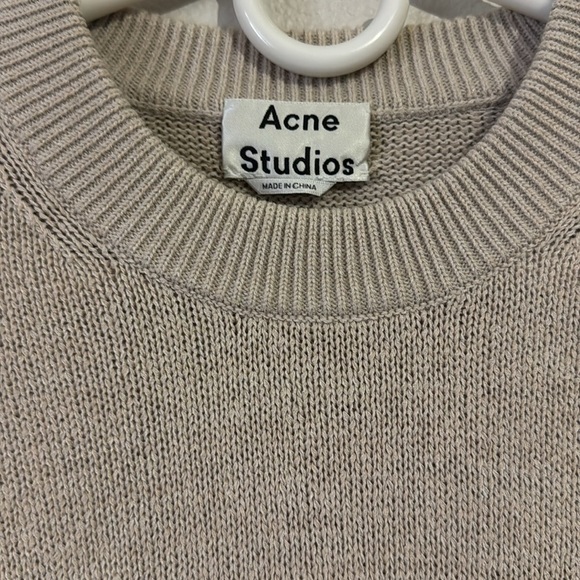 Acne Studios Men’s Jena Linen Knit Crewneck Sweater Classic Neutral - Picture 3 of 5